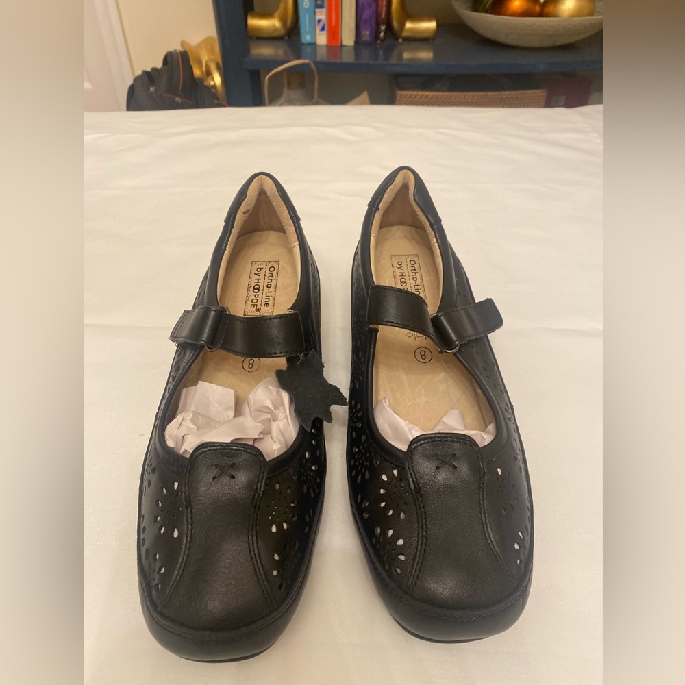 Hoopoe Ortho-Line Leather Women’s  Black Shoes Size 8 New